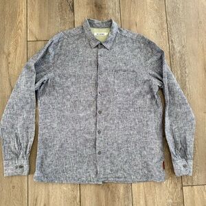 Ben Sherman Mod Linen Blend Long Sleeve Blue Button Down Mens XXL